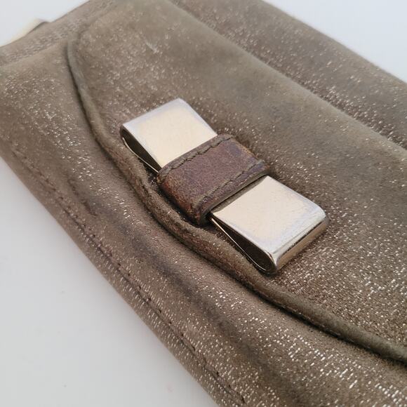 Chloe Wallet Zippy Authentic Bow Accordion Leather Zip Around Beige Metallic - Picture 11 of 12